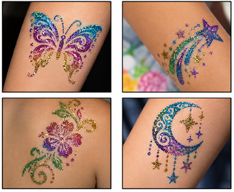 Tatouage tatoo manche paillette paillété animation noel enfant
